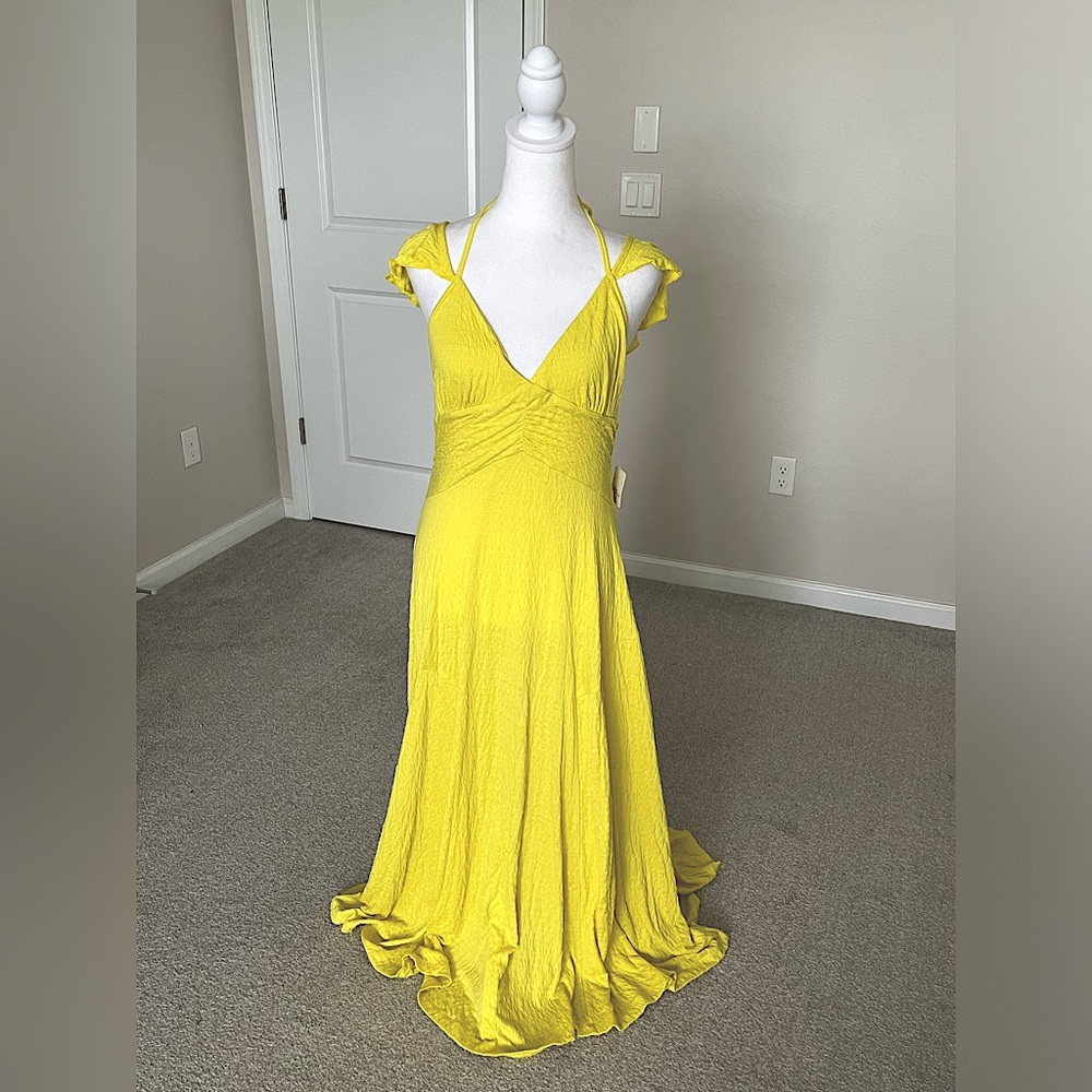 NWT Free People Louisa Maxi Dress in Golden Kiwi Size Medium - Picture 1 of 12